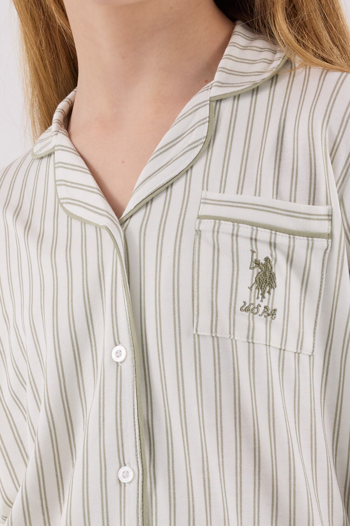 U.S. Polo Assn. Kız Çocuk Kışlık Regular Fit Yeşil Pijama Takımı US2326-C-V2