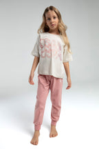 U.S. Polo Assn. Kız Çocuk Bisiklet Yaka Pigment Baskılı Yazlık Regular Fit Beyaz Pijama Takımı US2063-C-V2