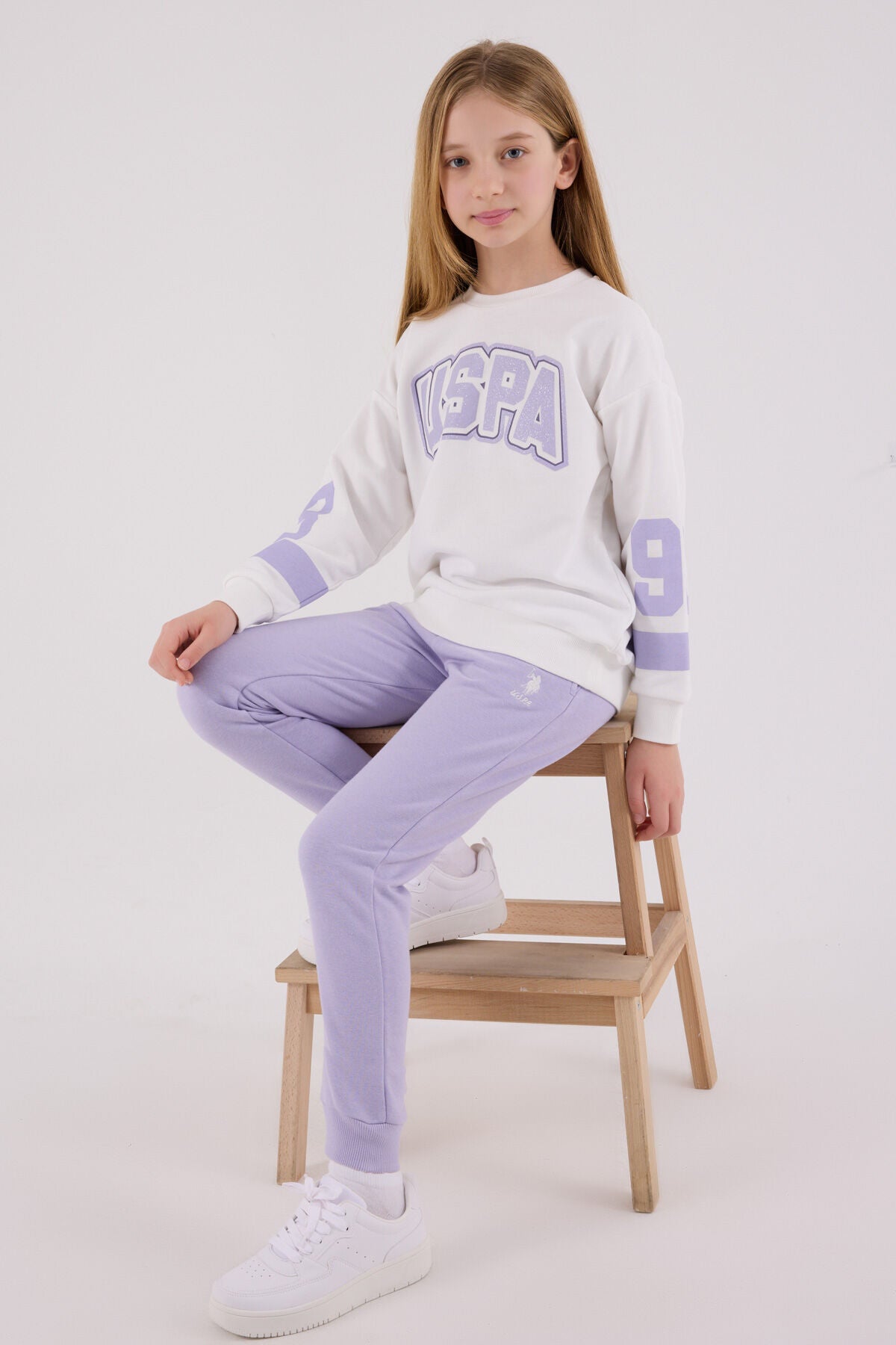 U.S. Polo Assn. Kız Çocuk Kışlık Regular Fit Beyaz Eşofman Takımı US2321-C-V1 Ürün ikincil görseli