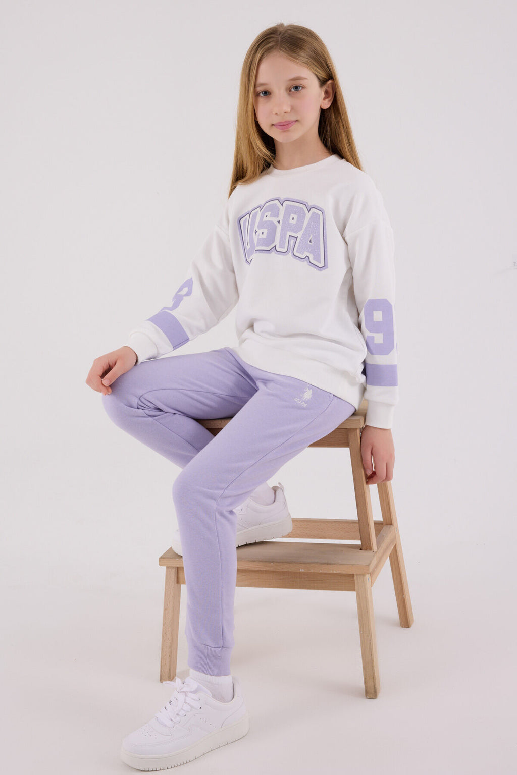 U.S. Polo Assn. Kız Çocuk Kışlık Regular Fit Beyaz Eşofman Takımı US2321-C-V1