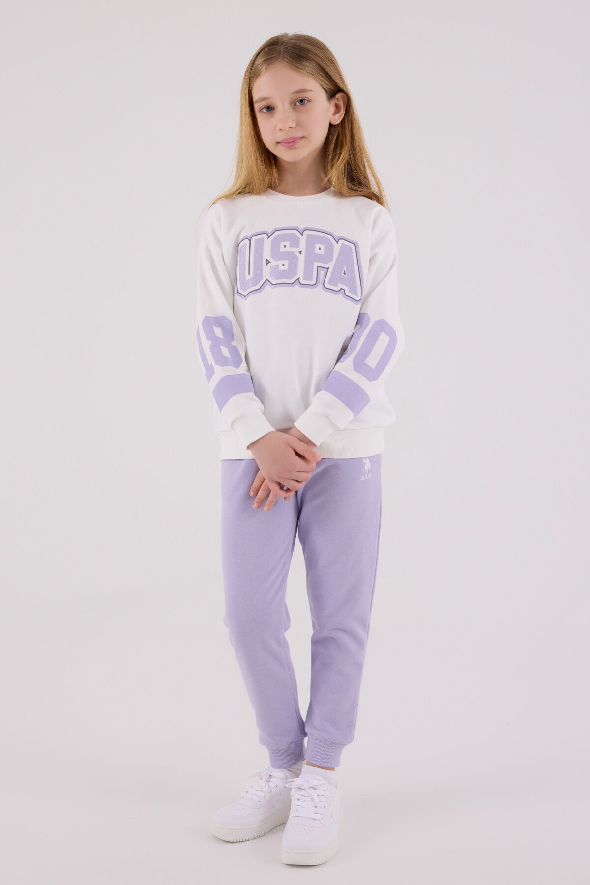 U.S. Polo Assn. Kız Çocuk Kışlık Regular Fit Beyaz Eşofman Takımı US2321-C-V1