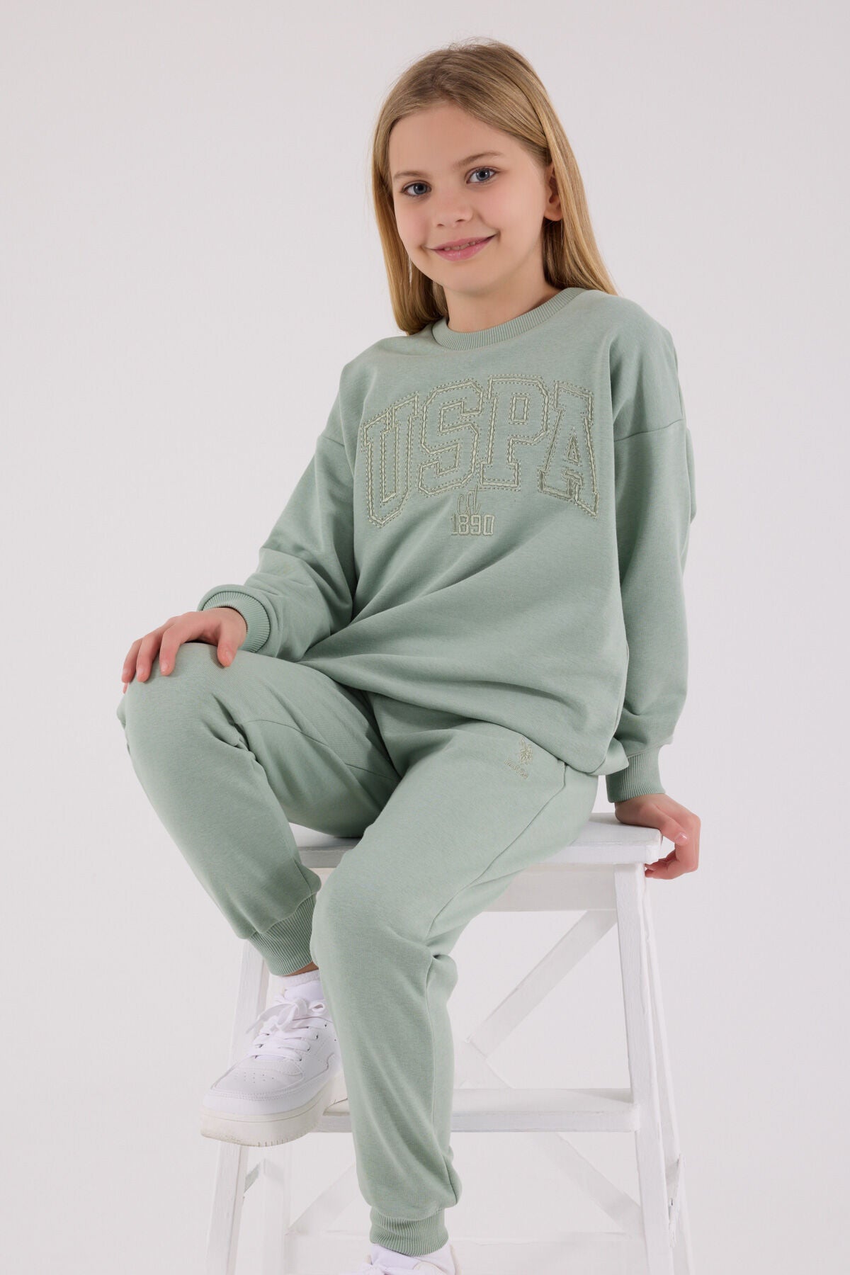 U.S. Polo Assn. Kız Çocuk Kışlık Regular Fit Yeşil Eşofman Takımı US2305-C-V2
