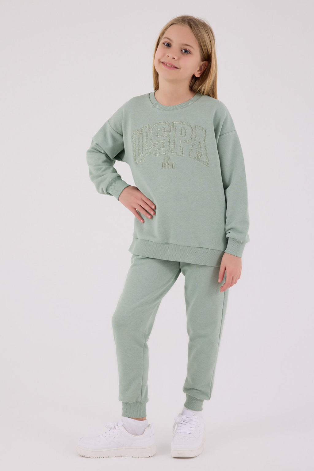 U.S. Polo Assn. Kız Çocuk Kışlık Regular Fit Yeşil Eşofman Takımı US2305-C-V2