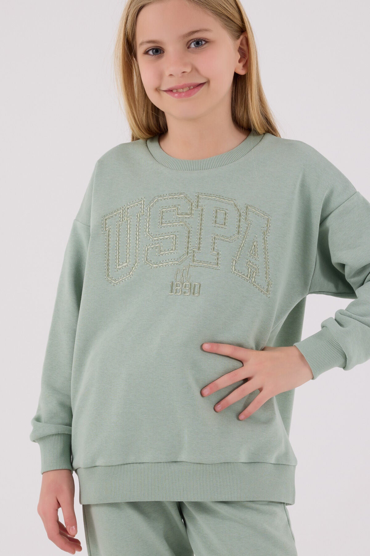 U.S. Polo Assn. Kız Çocuk Kışlık Regular Fit Yeşil Eşofman Takımı US2305-C-V2