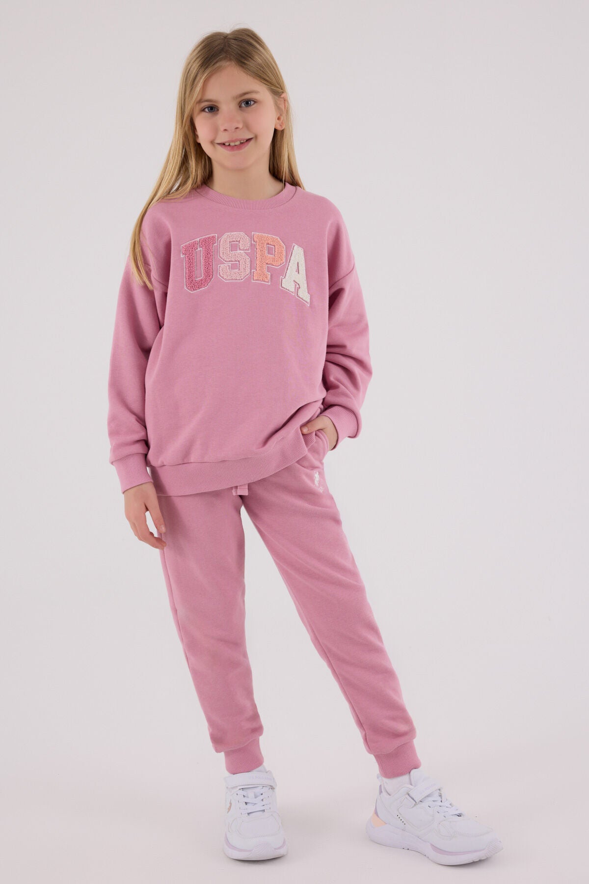 U.S. Polo Assn. Kız Çocuk Kışlık Regular Fit Pembe Eşofman Takımı US2306-C-V1