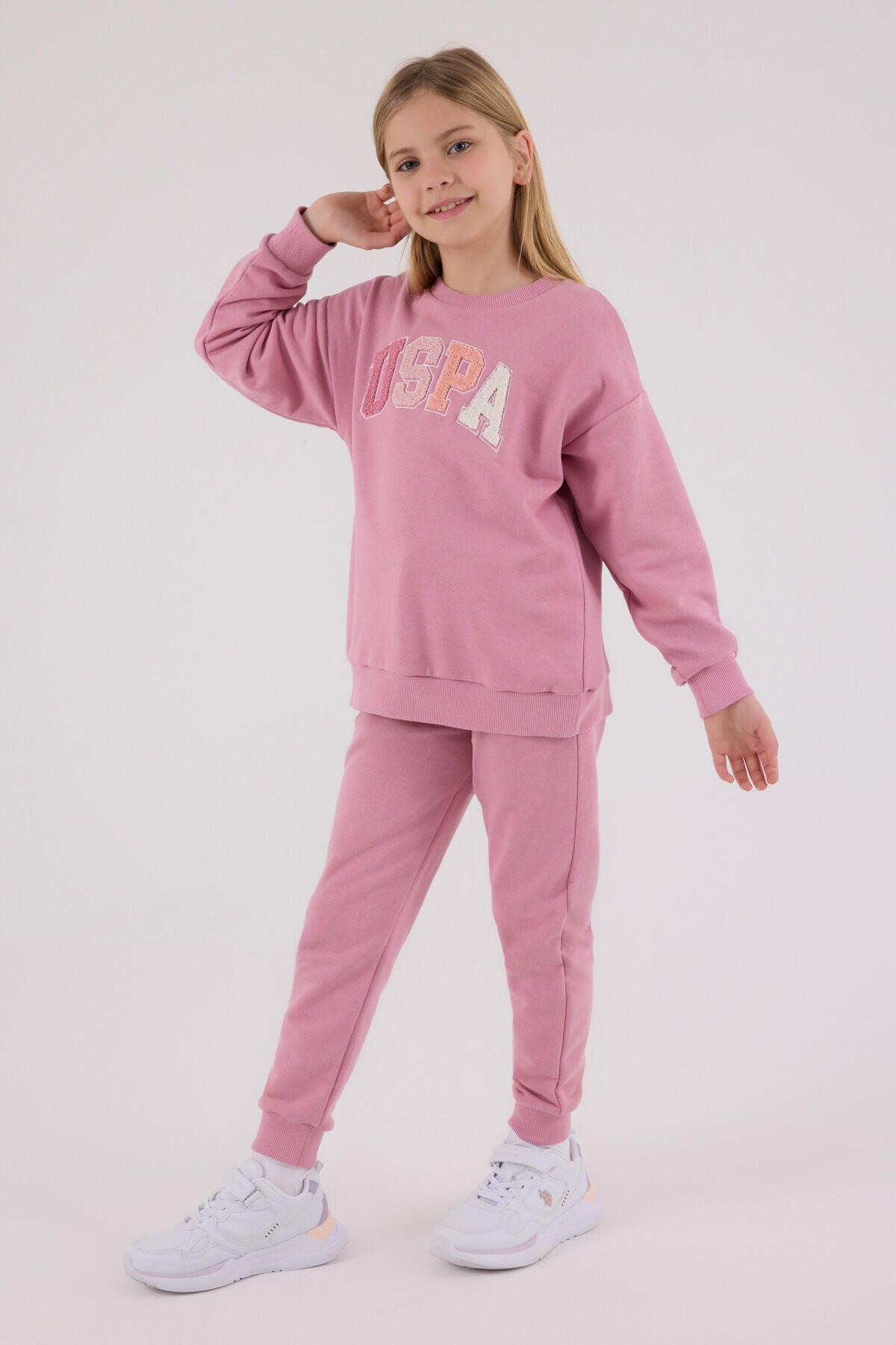 U.S. Polo Assn. Kız Çocuk Kışlık Regular Fit Pembe Eşofman Takımı US2306-C-V1