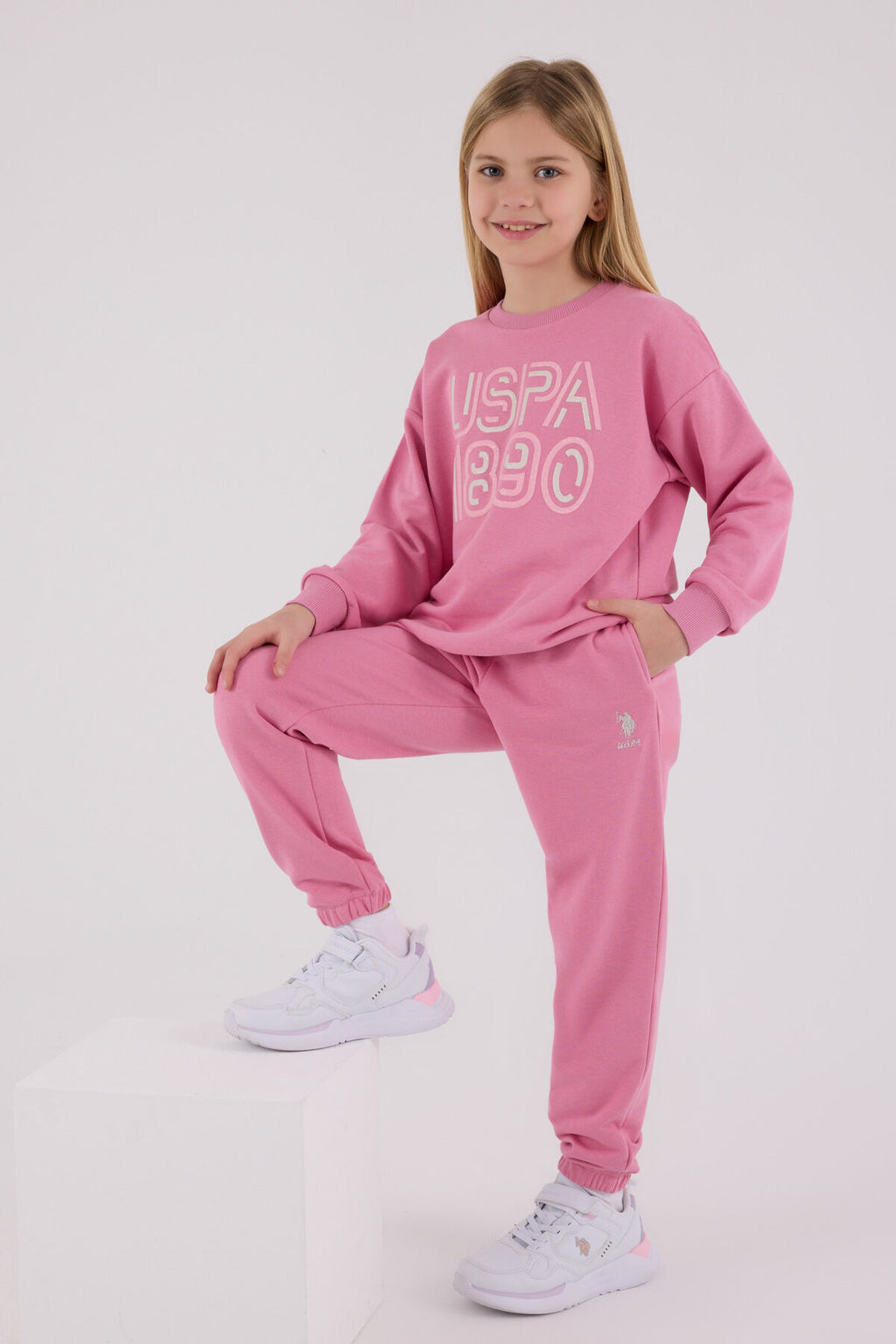U.S. Polo Assn. Kız Çocuk Kışlık Regular Fit Pembe Eşofman Takımı US2311-C-V1
