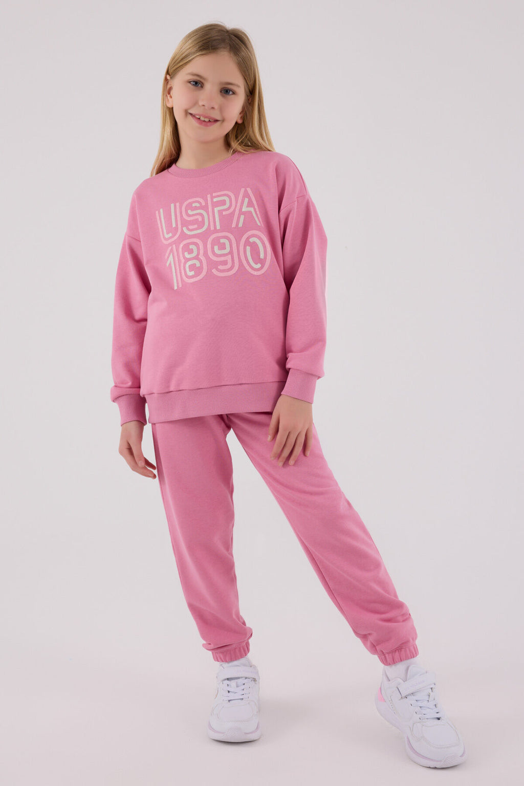 U.S. Polo Assn. Kız Çocuk Kışlık Regular Fit Pembe Eşofman Takımı US2311-C-V1