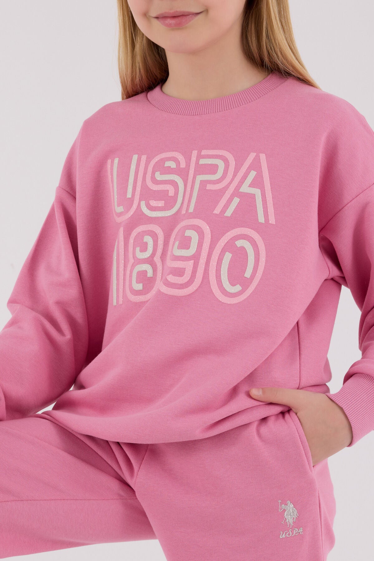 U.S. Polo Assn. Kız Çocuk Kışlık Regular Fit Pembe Eşofman Takımı US2311-C-V1