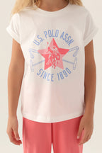 U.s. Polo Assn Lisanslı Starry Krem Kız Çocuk Pijama Takımı