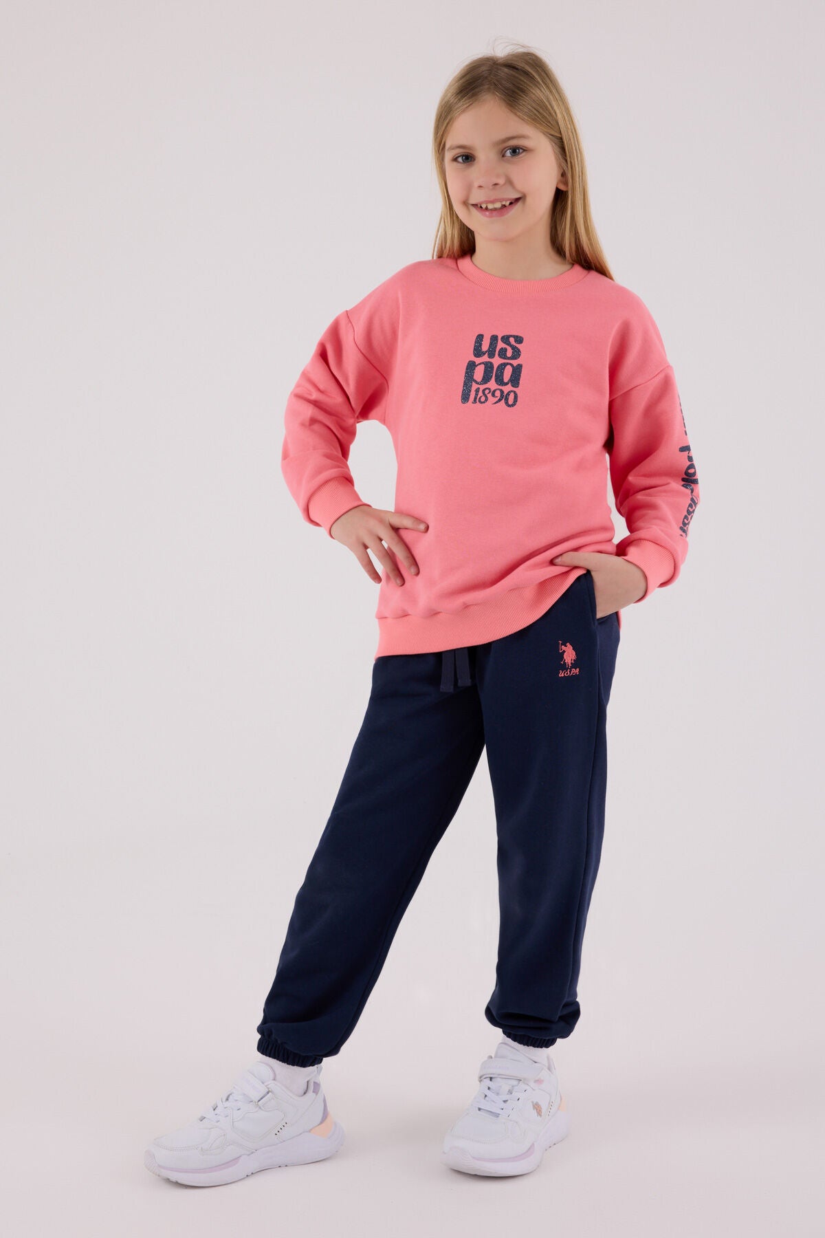 U.S. Polo Assn. Kız Çocuk Kışlık Regular Fit Pembe Eşofman Takımı US2308-C-V1 Ürün ikincil görseli