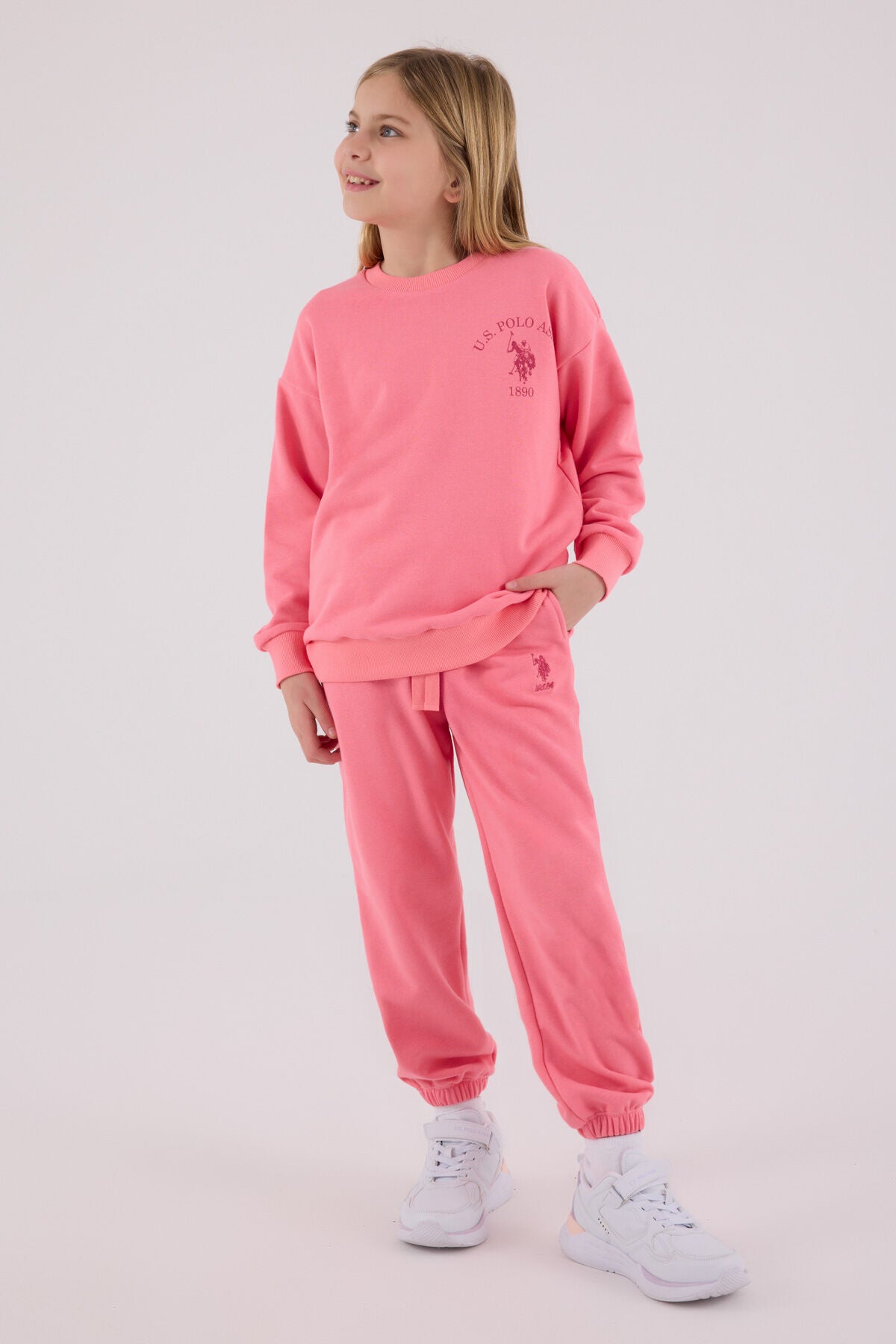 U.S. Polo Assn. Kız Çocuk Kışlık Regular Fit Pembe Eşofman Takımı US2310-C-V1
