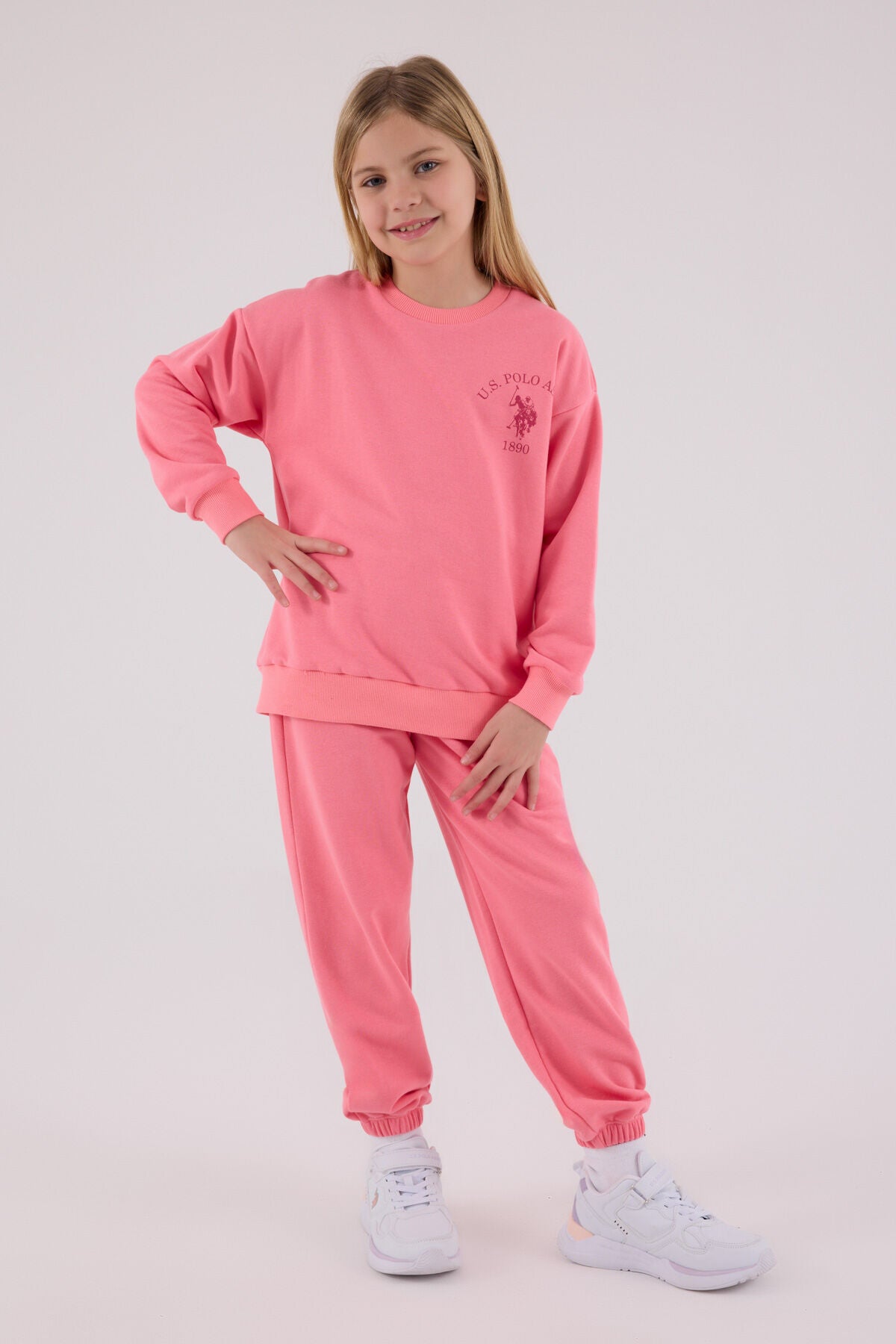 U.S. Polo Assn. Kız Çocuk Kışlık Regular Fit Pembe Eşofman Takımı US2310-C-V1