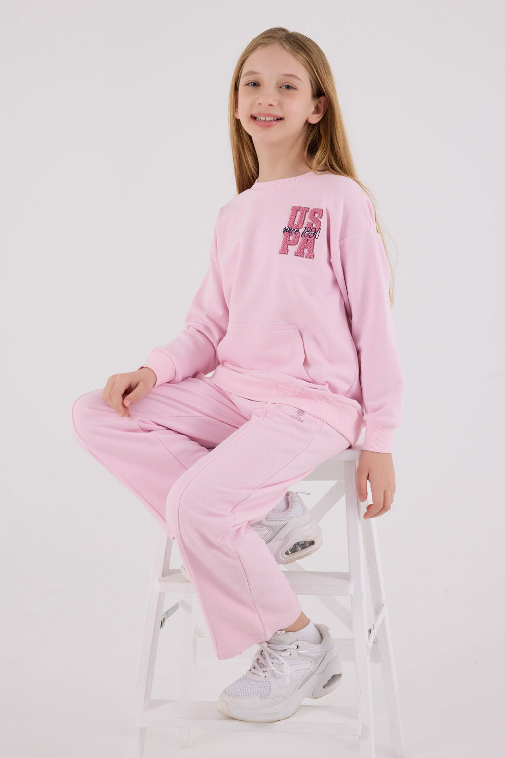 U.S. Polo Assn. Kız Çocuk Kışlık Regular Fit Pembe Eşofman Takımı US2307-C-V1