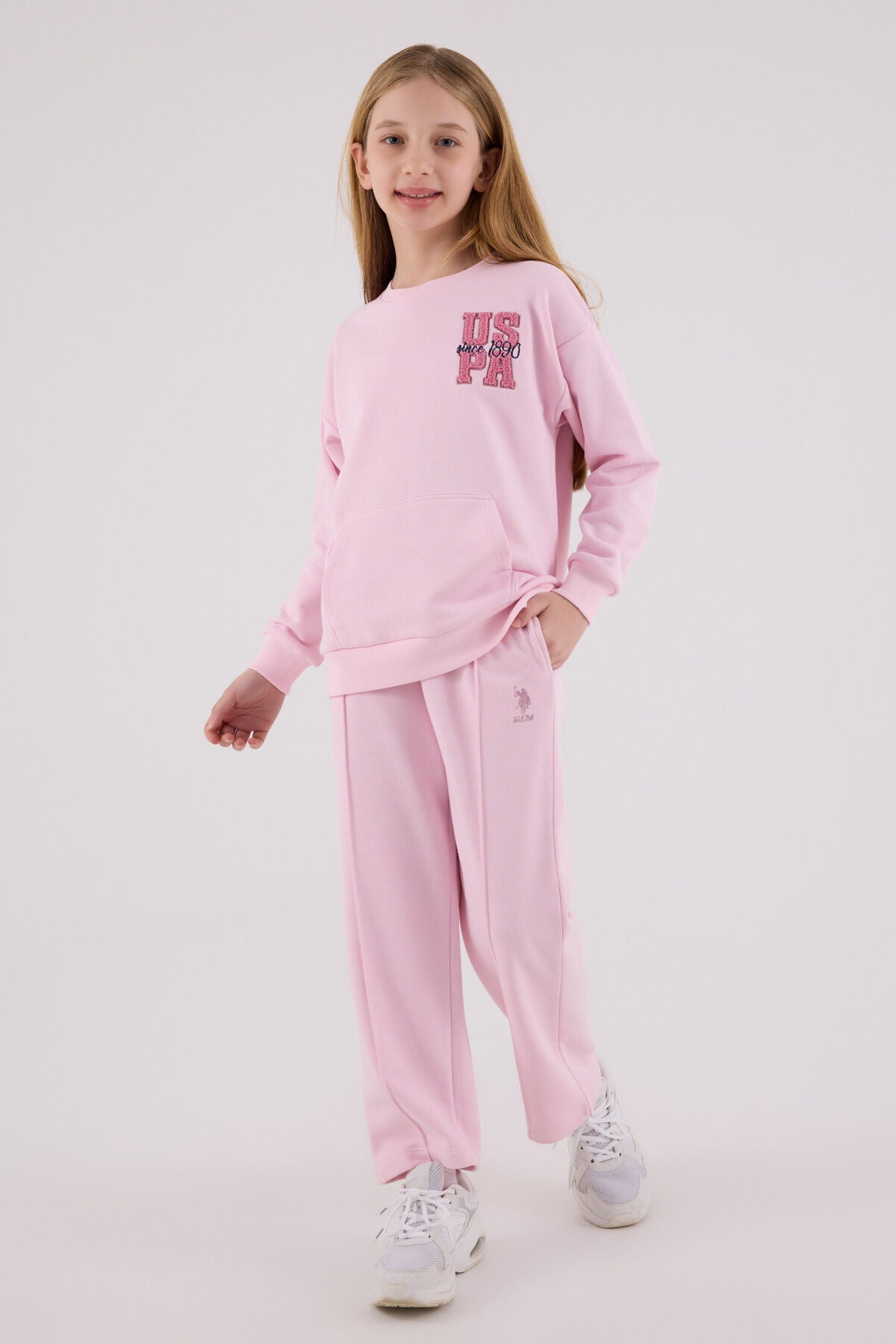 U.S. Polo Assn. Kız Çocuk Kışlık Regular Fit Pembe Eşofman Takımı US2307-C-V1 Ürün ikincil görseli