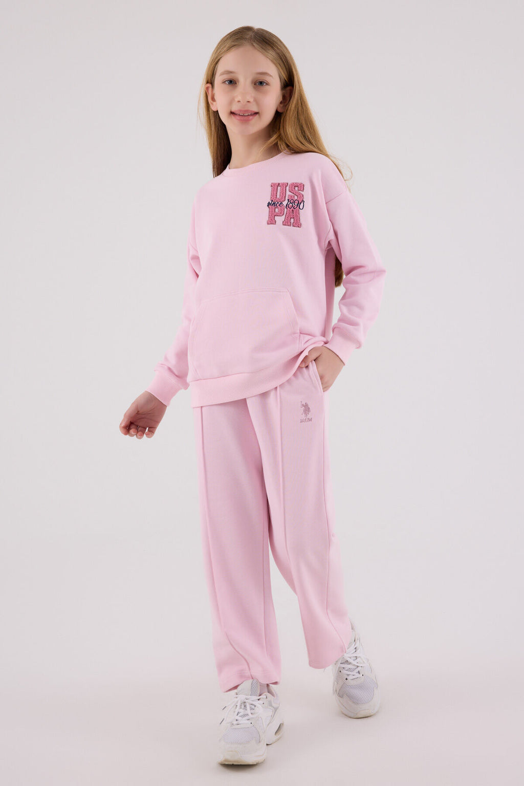 U.S. Polo Assn. Kız Çocuk Kışlık Regular Fit Pembe Eşofman Takımı US2307-C-V1