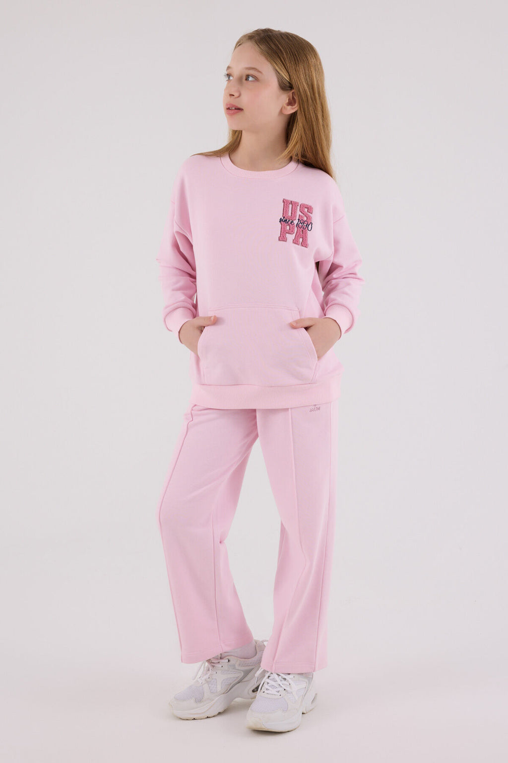 U.S. Polo Assn. Kız Çocuk Kışlık Regular Fit Pembe Eşofman Takımı US2307-C-V1