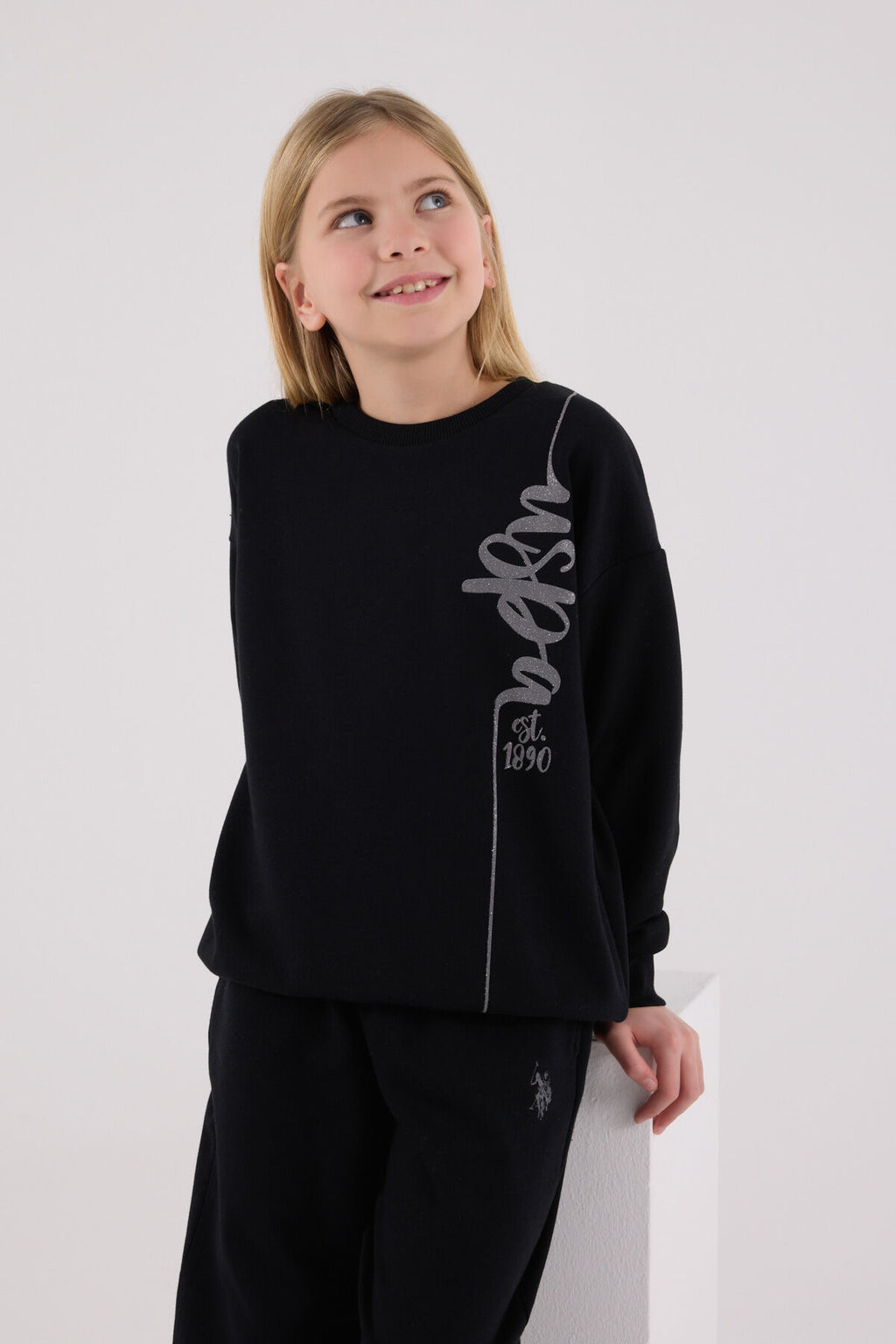 U.S. Polo Assn. Kız Çocuk Kışlık Regular Fit Siyah Eşofman Takımı US2304-C-V4