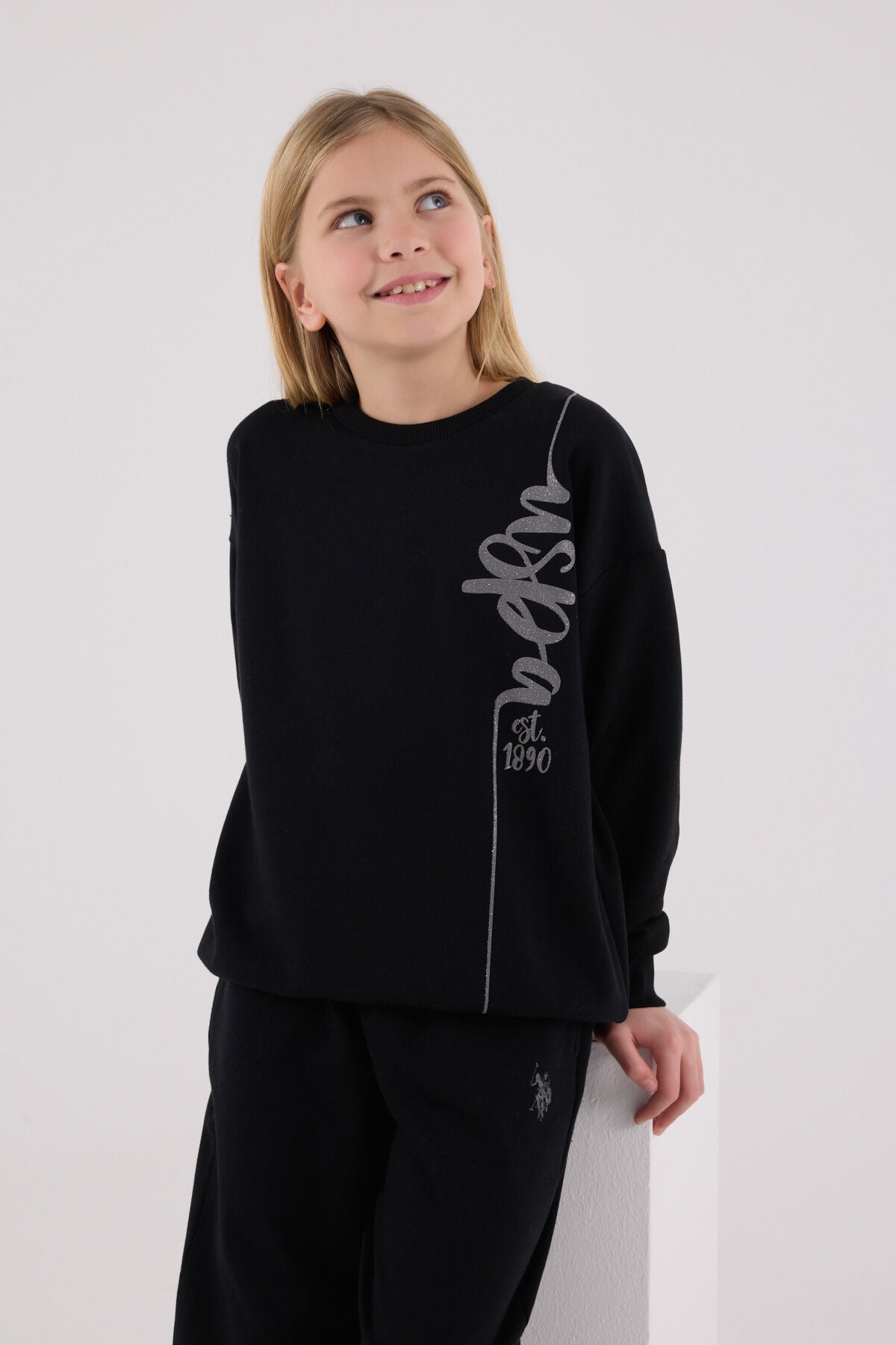 U.S. Polo Assn. Kız Çocuk Kışlık Regular Fit Siyah Eşofman Takımı US2304-C-V4