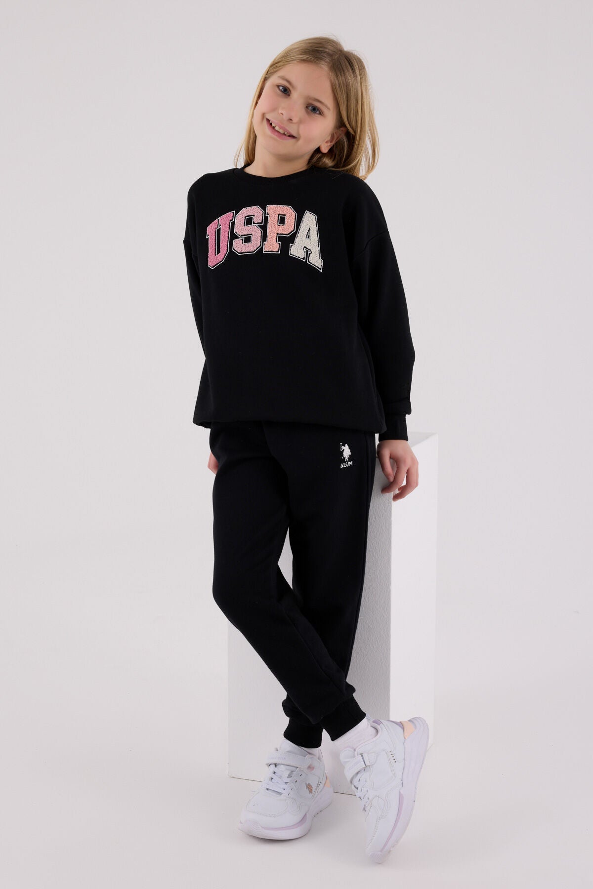 U.S. Polo Assn. Kız Çocuk Kışlık Regular Fit Siyah Eşofman Takımı US2306-C-V2
