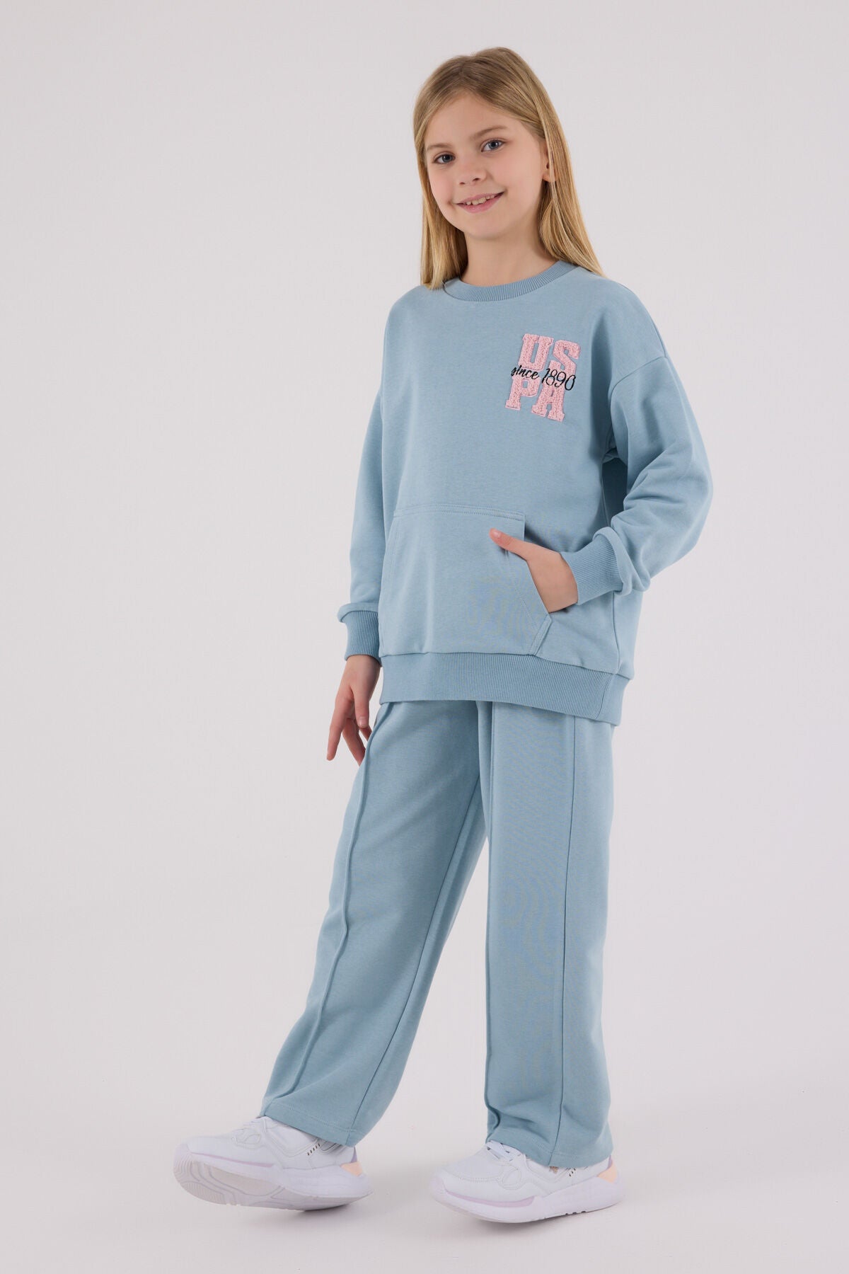 U.S. Polo Assn. Kız Çocuk Kışlık Regular Fit Yeşil Eşofman Takımı US2307-C-V2 Ürün ana görseli