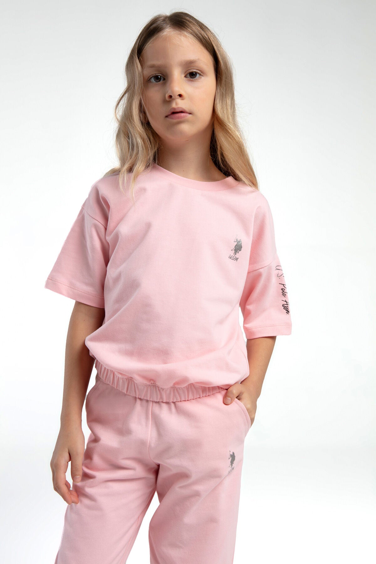 U.S. Polo Assn. Kız Çocuk Pembe Kısa Kol Pijama Takım Ürün ikincil görseli