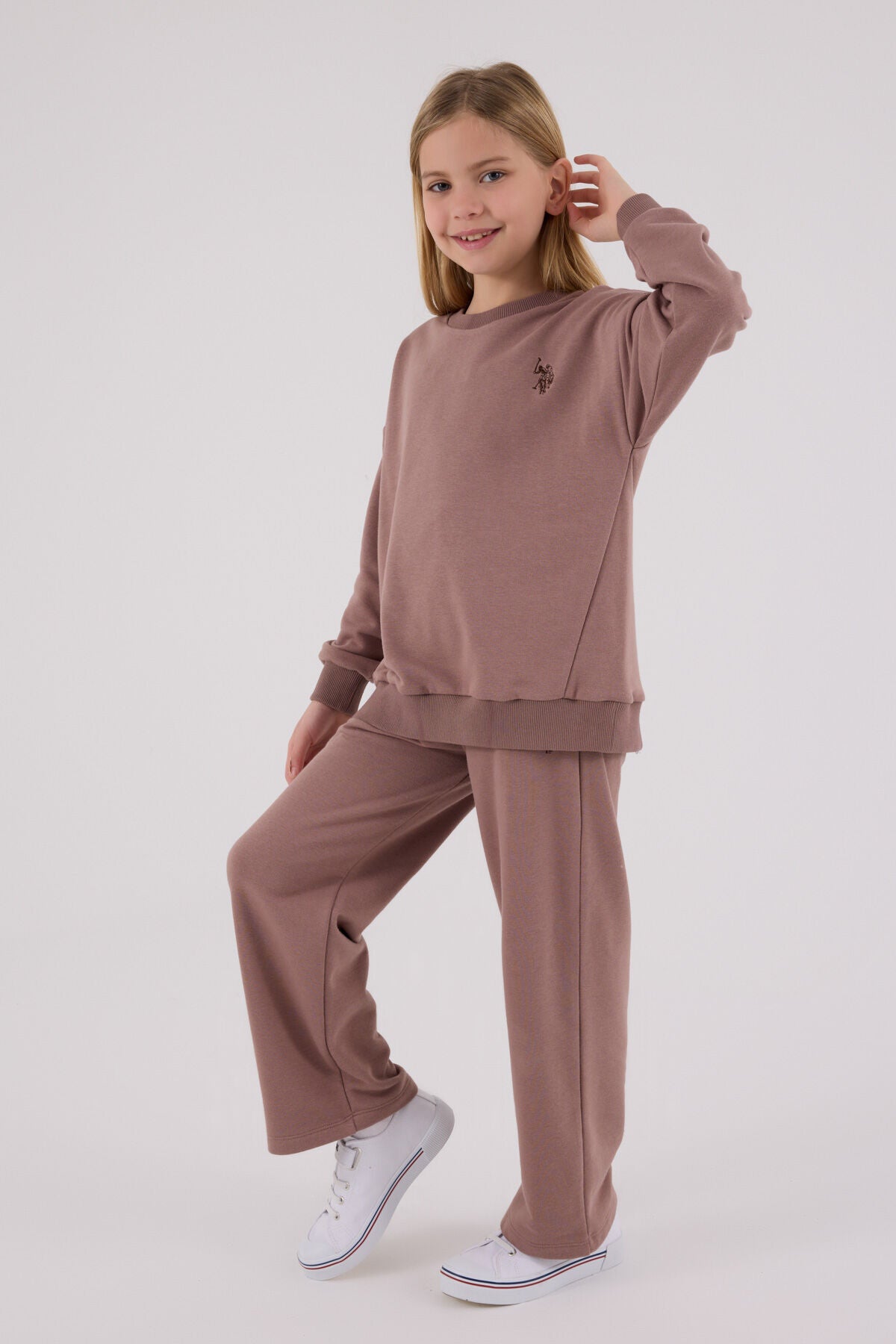 U.S. Polo Assn. Kız Çocuk Kışlık Regular Fit Kahverengi Eşofman Takımı US2301-C-V5 Ürün ana görseli