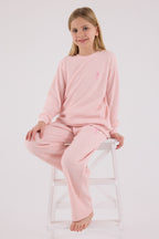 U.S. Polo Assn. Kız Çocuk Bisiklet Yaka Pigment Baskılı Kışlık Regular Fit Pembe Eşofman Takımı US2328-C-V2