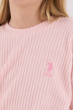 U.S. Polo Assn. Kız Çocuk Bisiklet Yaka Pigment Baskılı Kışlık Regular Fit Pembe Eşofman Takımı US2328-C-V2