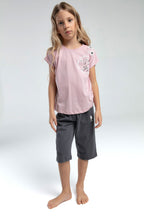U.S. Polo Assn. Kız Çocuk Bisiklet Yaka Pigment Baskılı Yazlık Regular Fit Pembe Kapri Takım US2068-C-V1