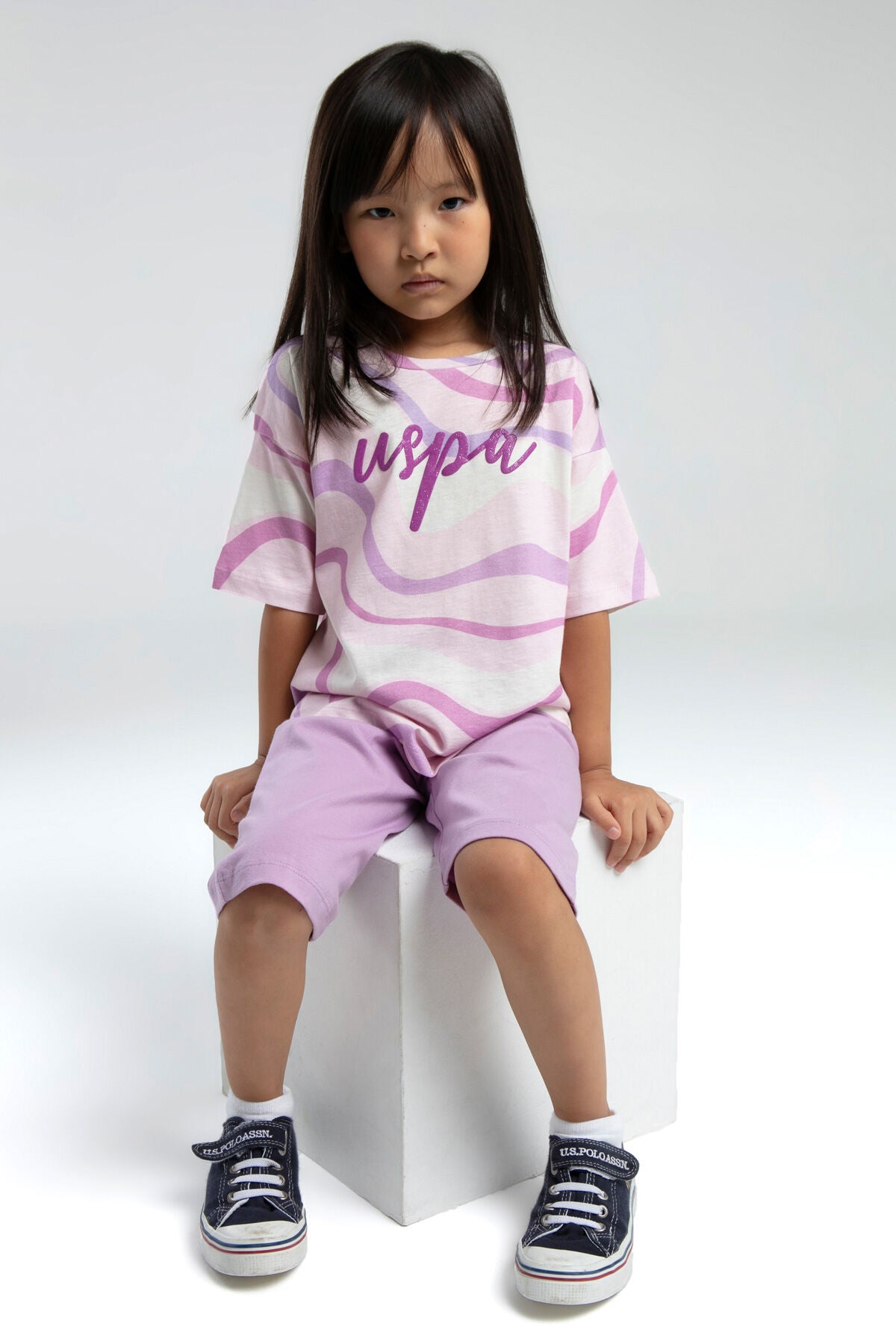 U.S. Polo Assn. Kız Çocuk Pembe Kapri Takım