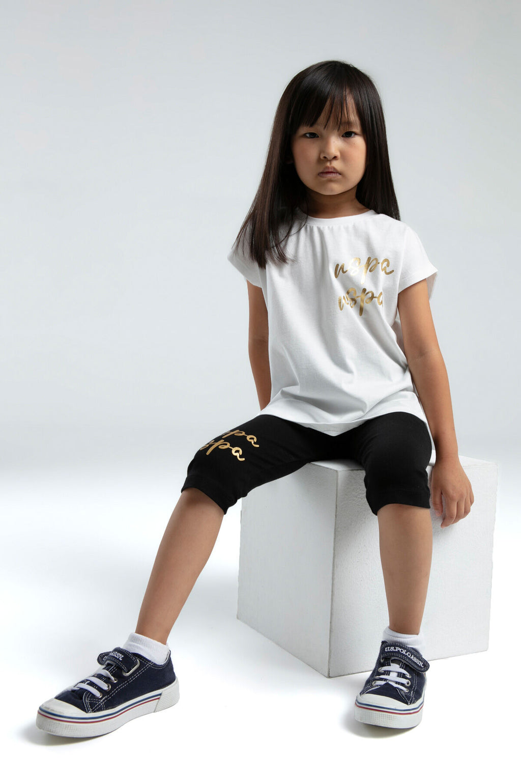U.S. Polo Assn. Kız Çocuk Beyaz Tayt Takım