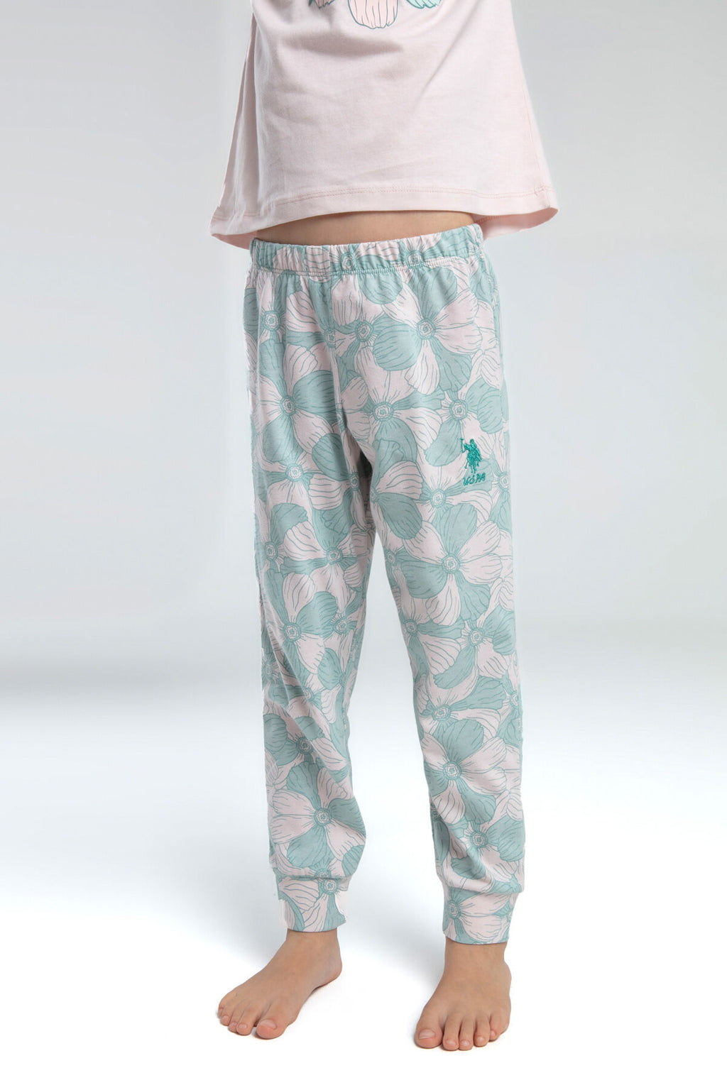 U.S. Polo Assn. Kız Çocuk Pembe Kısa Kol Pijama Takım
