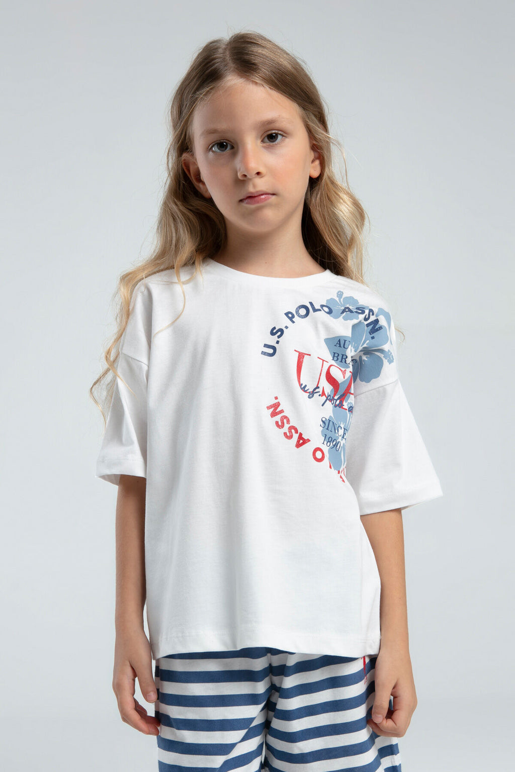 U.S. Polo Assn. Kız Çocuk Beyaz Şort Takım