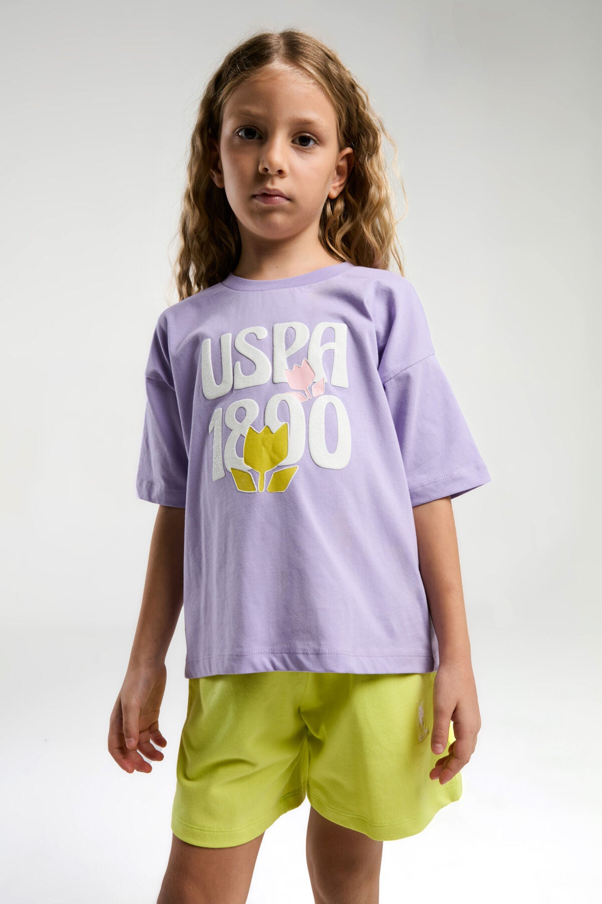 U.S. Polo Assn. Kız Çocuk Mor Şort Takım Ürün ikincil görseli