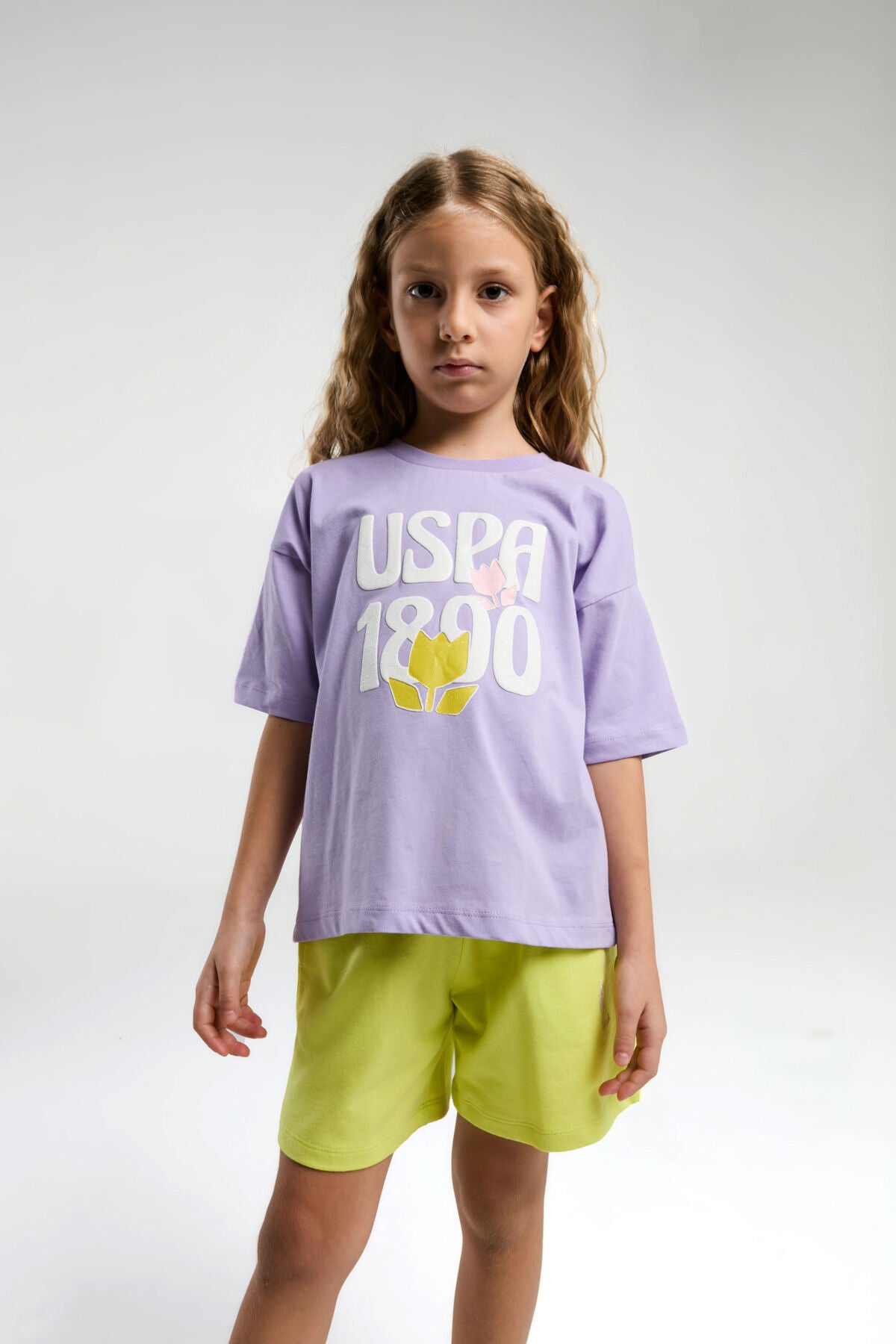 U.S. Polo Assn. Kız Çocuk Mor Şort Takım