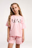 U.S. Polo Assn. Kız Çocuk Bisiklet Yaka Pigment Baskılı Yazlık Regular Fit Pembe Şort Takım US2082-C-V2