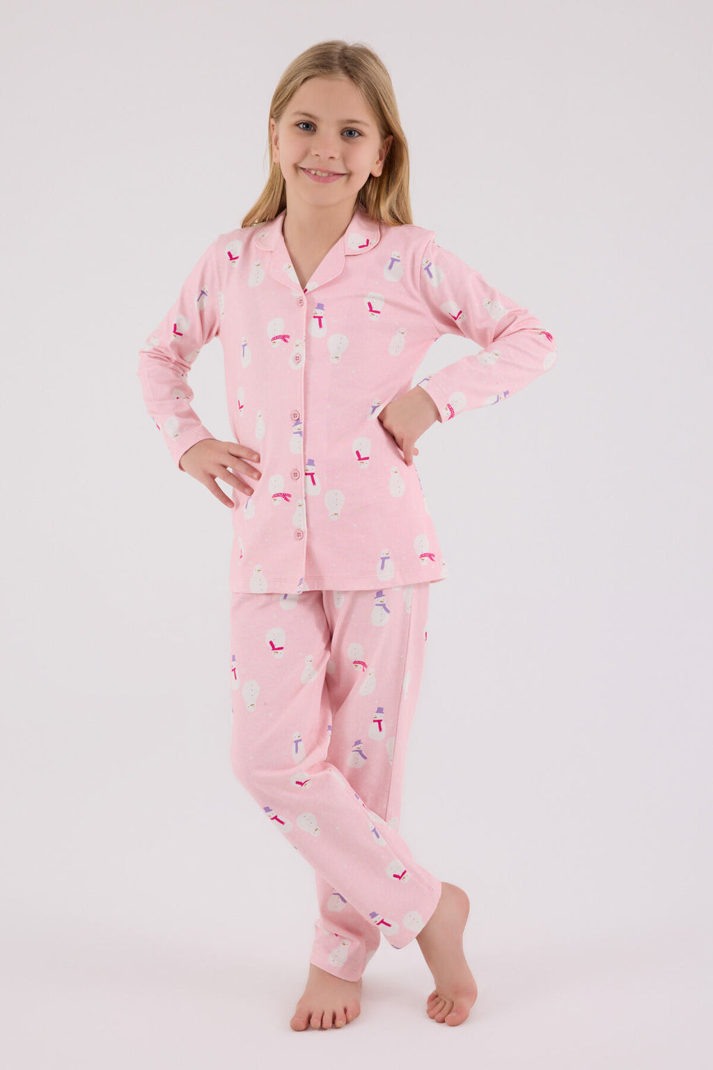 Rolypoly Kız Çocuk Kışlık Regular Fit Pembe Pijama Takımı RP3713-C-V2