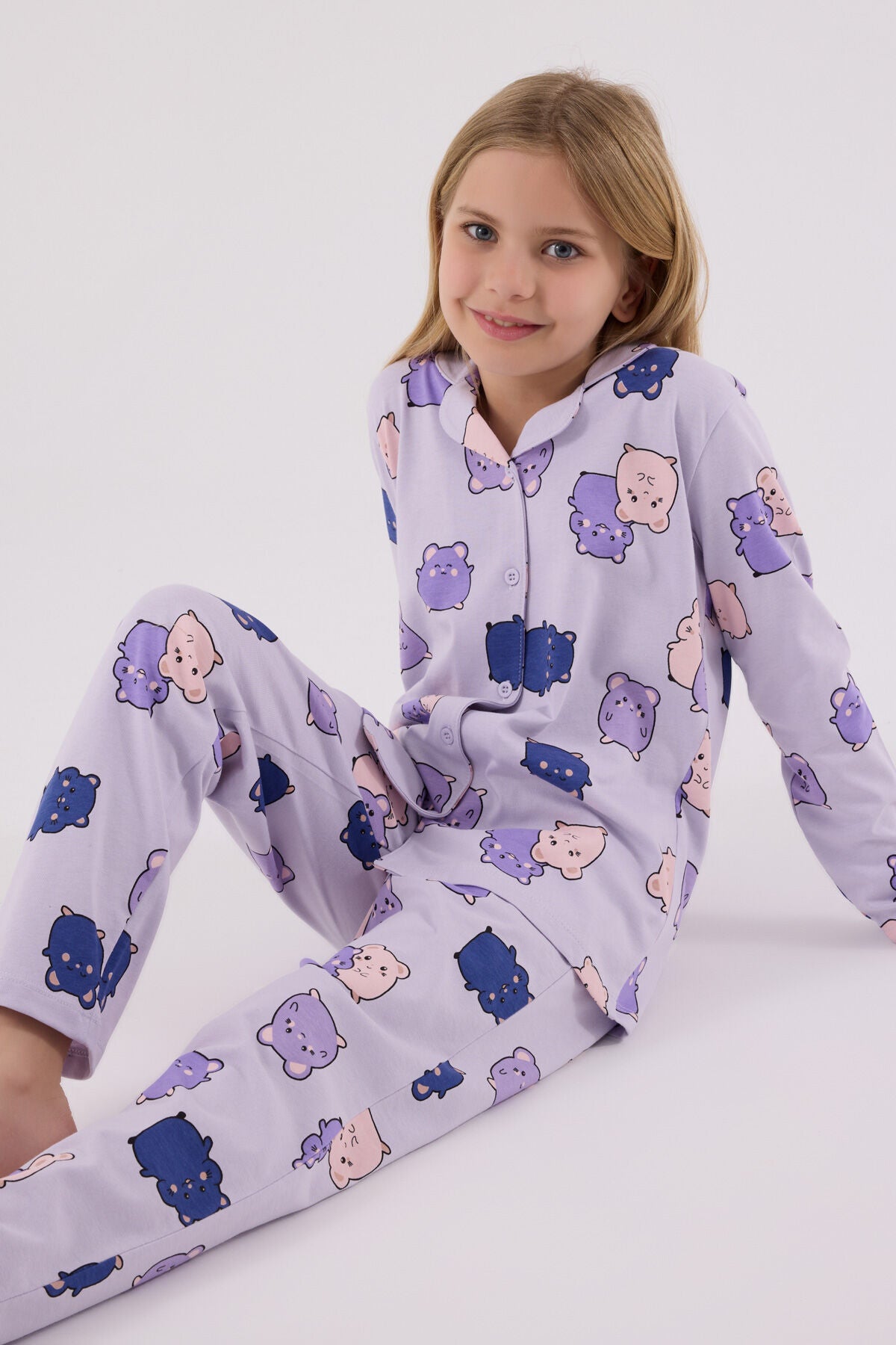 Rolypoly Kız Çocuk Kışlık Regular Fit Mor Pijama Takımı RP3706-C-V2 Ürün ana görseli