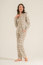 Pierre Cardin Kadın Desenli Krem Gömlek Pijama Takımı PC9276-S-V1