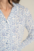 Pierre Cardin Kadın Flowers Mavi Gömlek Pijama Takımı PC9271-S-V1