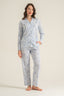 Pierre Cardin Kadın Flowers Mavi Gömlek Pijama Takımı PC9271-S-V1