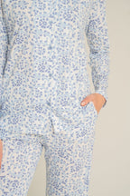 Pierre Cardin Kadın Flowers Mavi Gömlek Pijama Takımı PC9271-S-V1