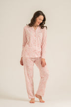 Pierre Cardin Kadın Flowers Pembe Gömlek Pijama Takımı PC9271-S-V2
