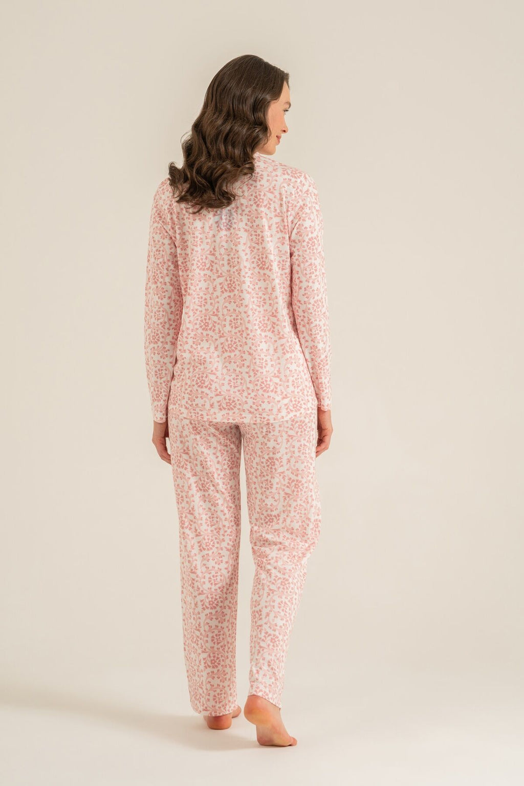 Pierre Cardin Kadın Flowers Pembe Gömlek Pijama Takımı PC9271-S-V2