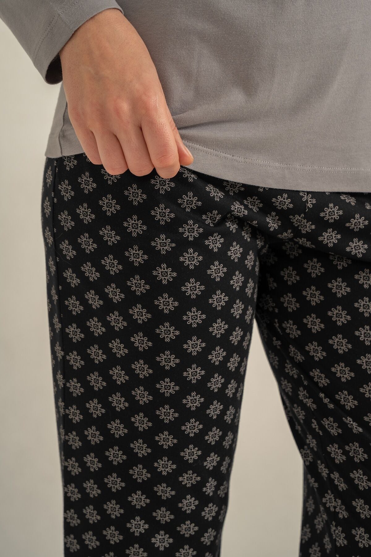 Pierre Cardin Kadın Gri Uzun Kol Pijama Takım PC9289-S-V2