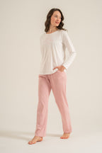 Pierre Cardin Kadın Have A Super Day Beyaz Uzun Kol Pijama Takım PC9294-S-V2