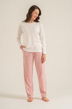 Pierre Cardin Kadın Have A Super Day Beyaz Uzun Kol Pijama Takım PC9294-S-V2
