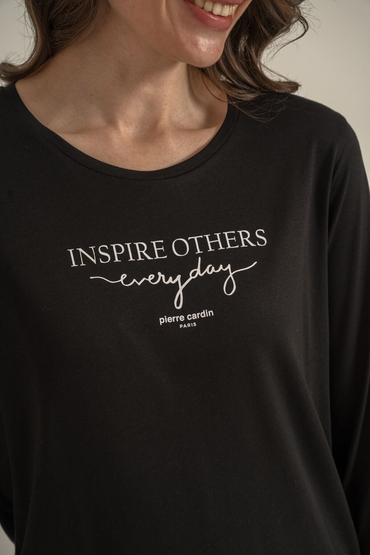 Pierre Cardin Kadın Inspire Others Everyday Siyah Uzun Kol Pijama Takım PC9280-S-V1