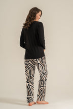 Pierre Cardin Kadın Inspire Others Everyday Siyah Uzun Kol Pijama Takım PC9280-S-V1